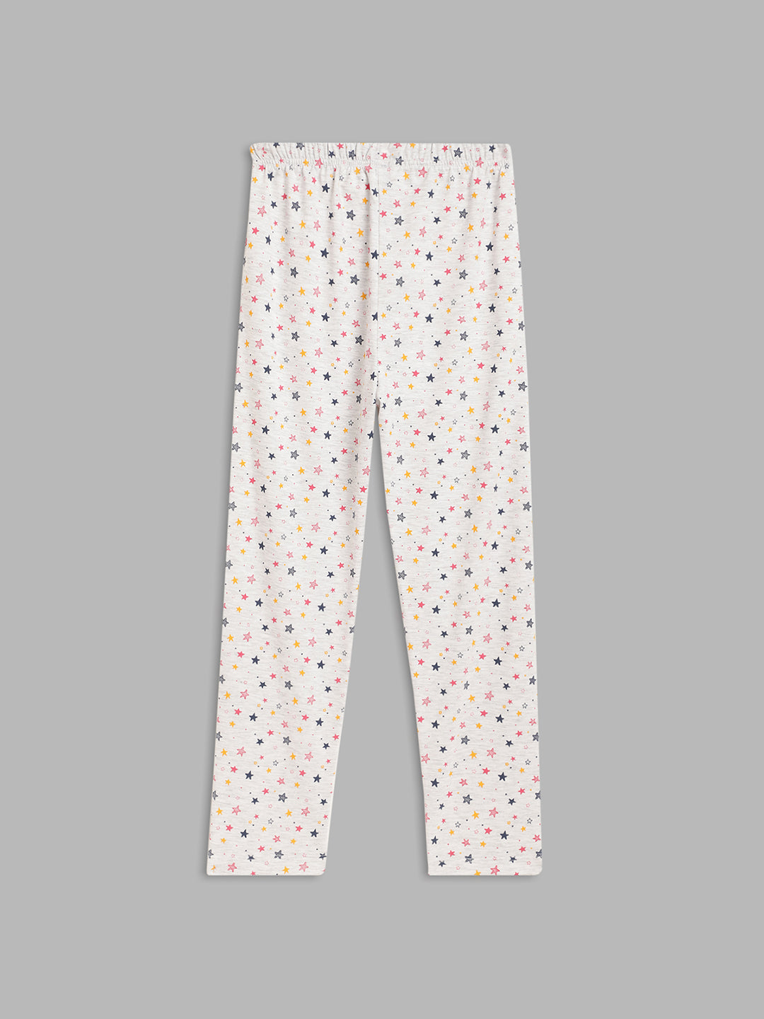 Blue Giraffe Girls White Printed Fitted Mid-Rise Leggings