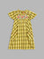 Blue Giraffe Girls Yellow Checked Round Neck Short Sleeves A-Line Dress