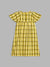 Blue Giraffe Girls Yellow Checked Round Neck Short Sleeves A-Line Dress