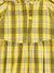 Blue Giraffe Girls Yellow Checked Round Neck Short Sleeves A-Line Dress