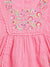 Blue Giraffe Girls Pink Embroidered Square Neck Sleeveless A-line Dress