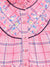 Blue Giraffe Girls Pink Checked High Neck Short Sleeves A-Line Dress