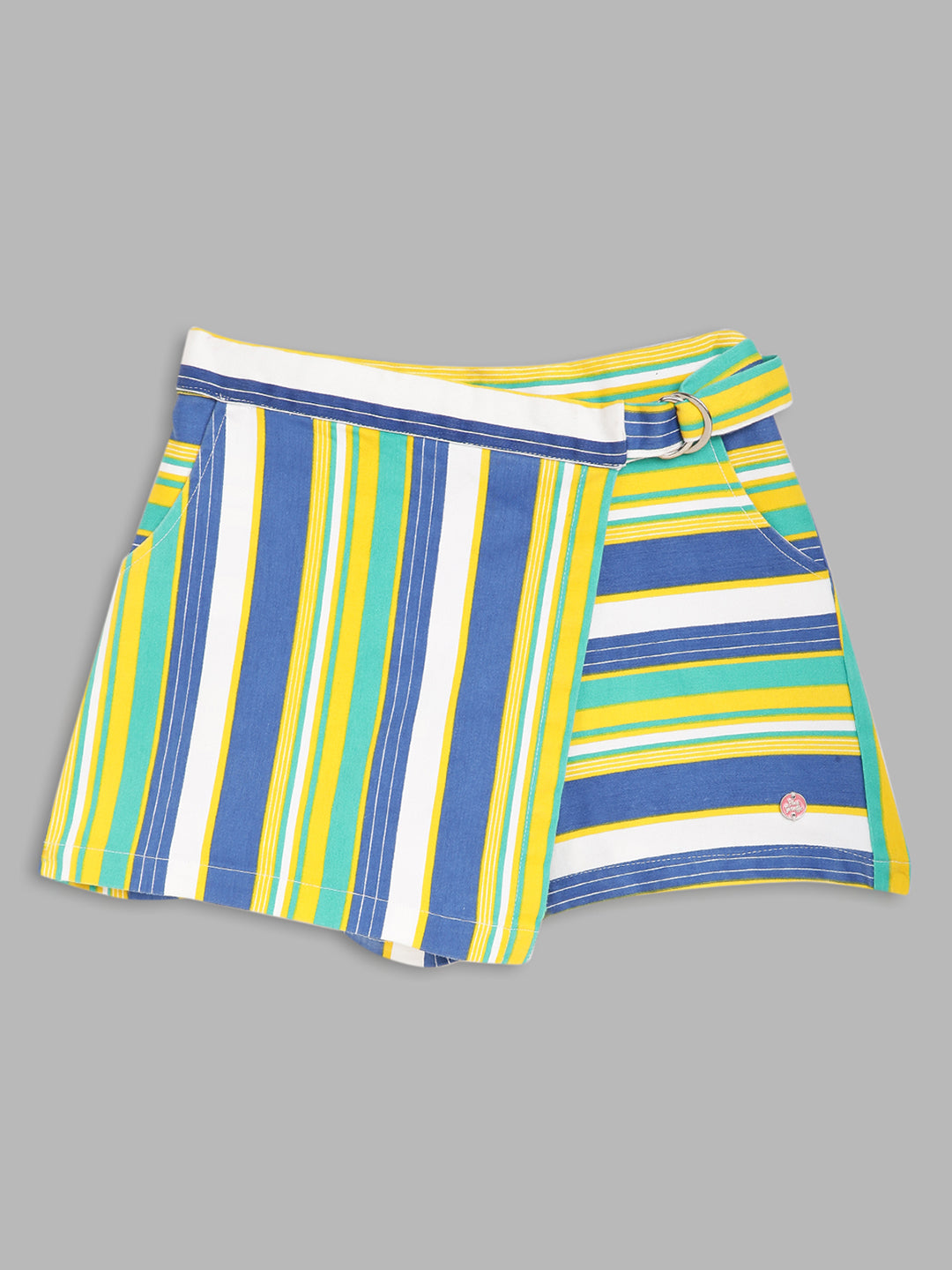 Blue Giraffe Girls Multi Striped Regular Fit Skirt