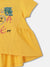 Blue Giraffe Girls Yellow Printed Round Neck Short Sleeves A-Line Dress