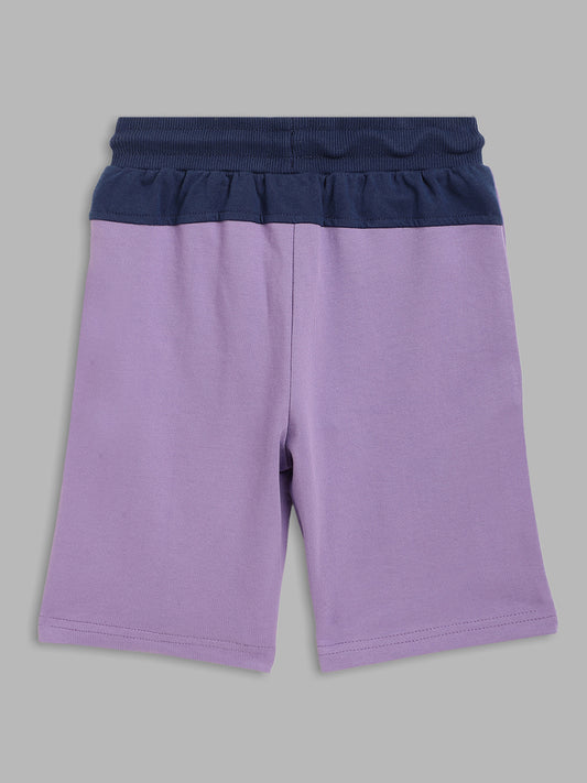 Blue Giraffe Boys Lilac Printed Regular Fit Shorts