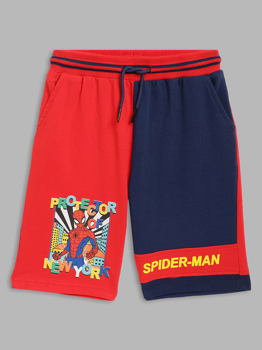 Blue Giraffe Boys Red Printed Regular Fit Shorts