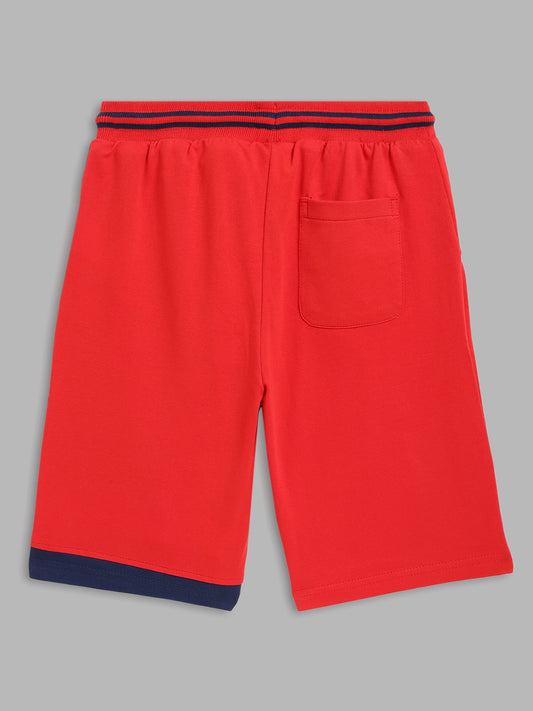 Blue Giraffe Boys Red Printed Regular Fit Shorts