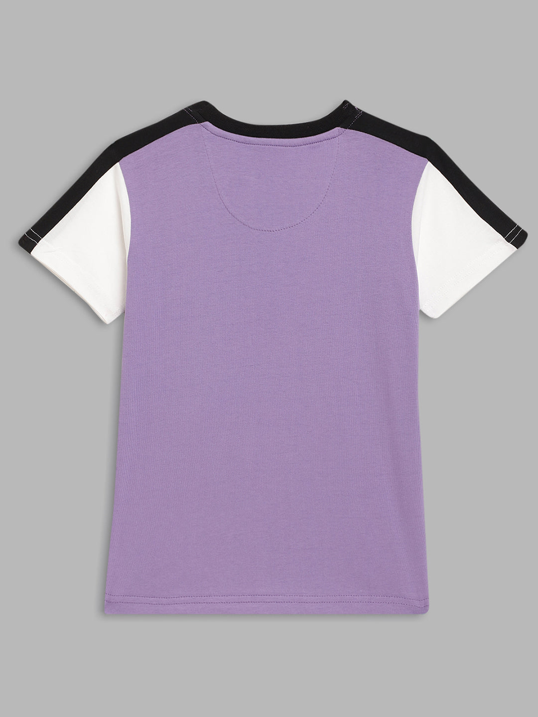 Blue Giraffe Boys Purple Color-Blocked Round Neck Short Sleeves T-Shirt