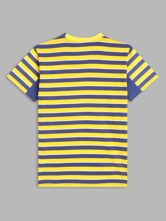 Blue Giraffe Boys Yellow Printed Round Neck Short Sleeves T-Shirt