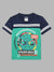 Blue Giraffe Boys Multi-Color Printed Round Neck Short Sleeves T-Shirt