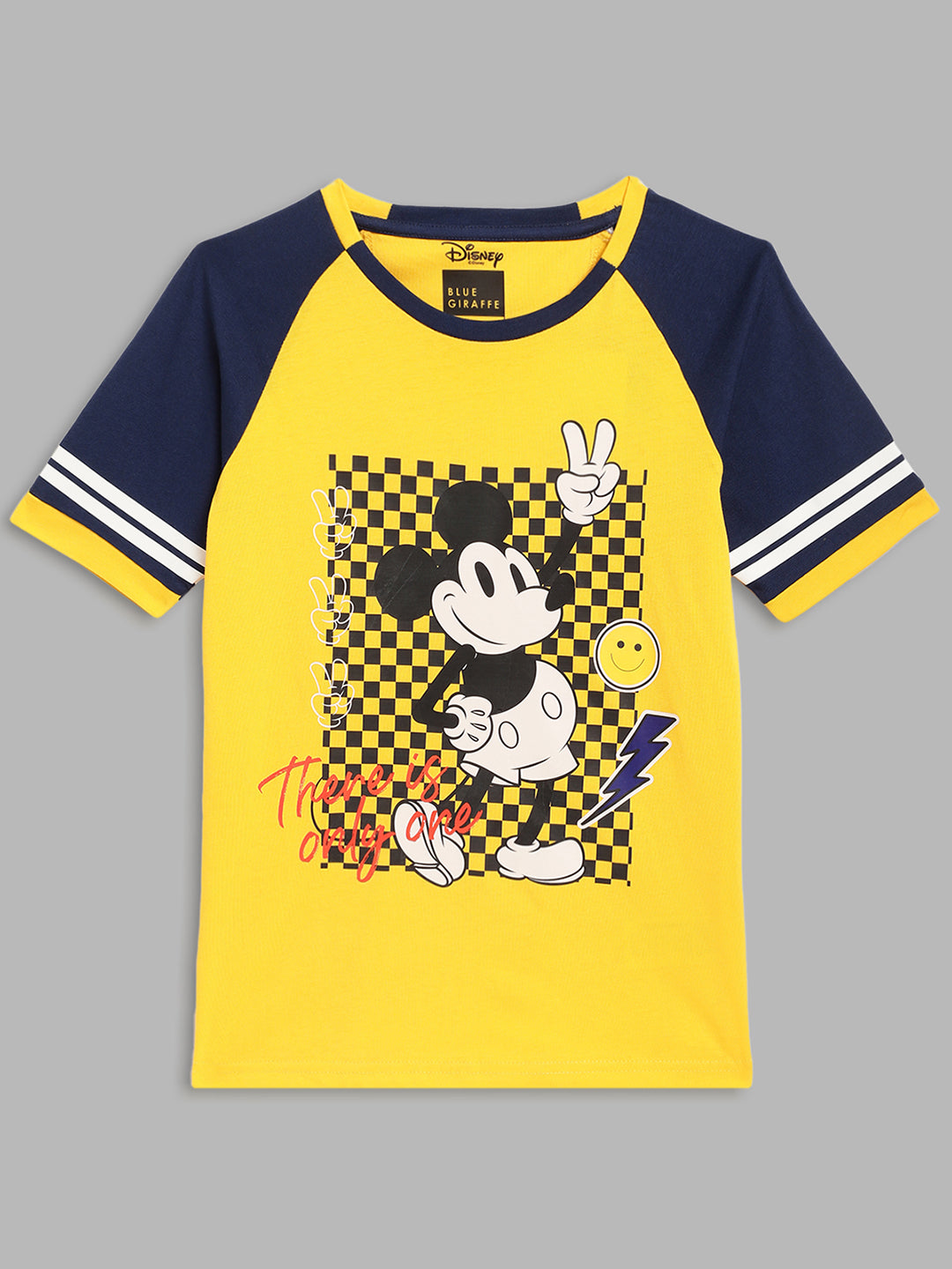 Blue Giraffe Boys Yellow Printed Round Neck Short Sleeves T-Shirt