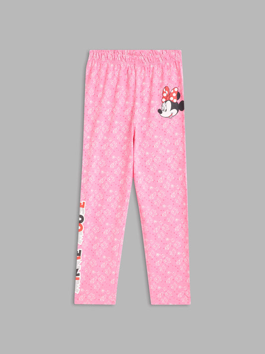 Blue Giraffe Girls Pink Printed Regular Fit Leggings