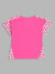 Blue Giraffe Girls Pink Printed Round Neck Short Sleeves T-Shirt