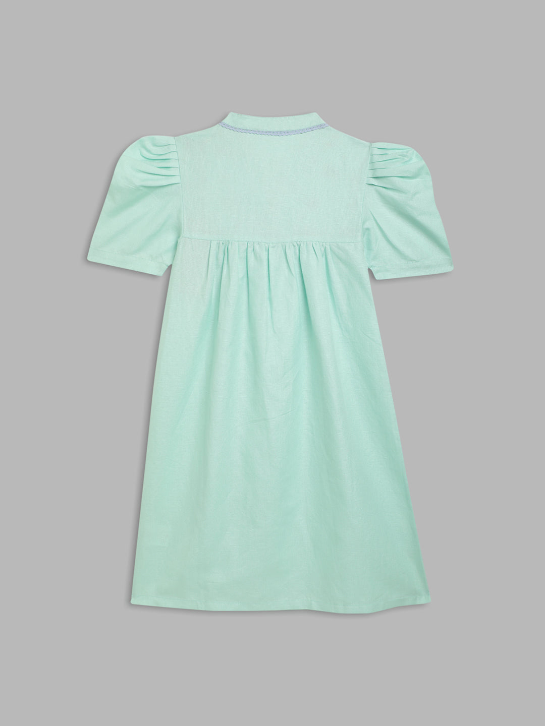 Elle Kids Girls Green Solid Round Neck Dress