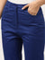 Elle Women Blue Solid Body Fit Flat-Front Trouser