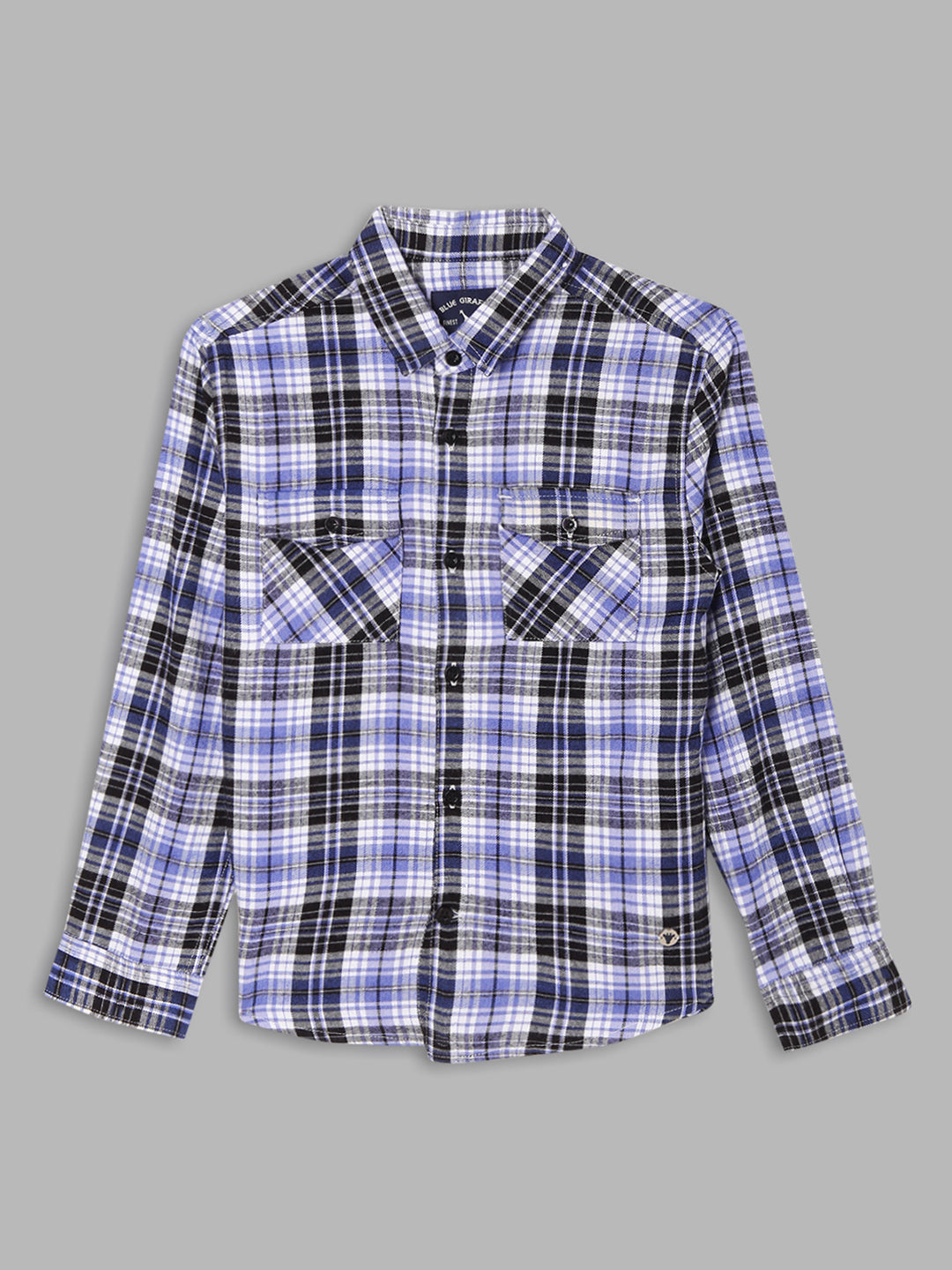 Blue Giraffe Boys Multicolor Checked Spread Collar Full Sleeves Shirt