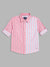 Blue Giraffe Boys Red Striped Spread Collar Full Sleeves Shirt