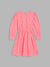 Blue Giraffe Girls Pink Embroidered Round Neck Full Sleeves Fit and Flared Dress