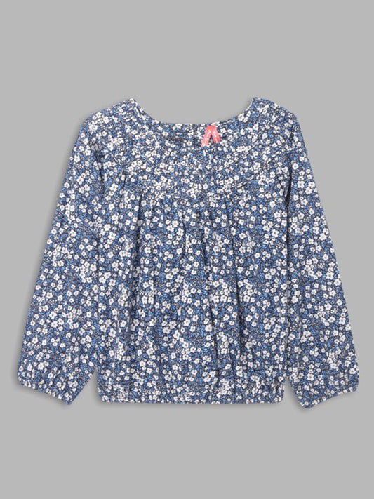 Blue Giraffe Girls Multi-Color Printed Round Neck Full Sleeves Top