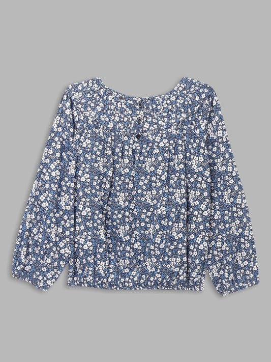 Blue Giraffe Girls Multi-Color Printed Round Neck Full Sleeves Top