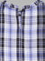 Blue Giraffe Girls Blue Checked Ruffle Neck Full Sleeves A-line Dress