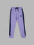 Blue Giraffe Boys Purple Colorblocked Straight Fit Mid-Rise Joggers Style Trackpant