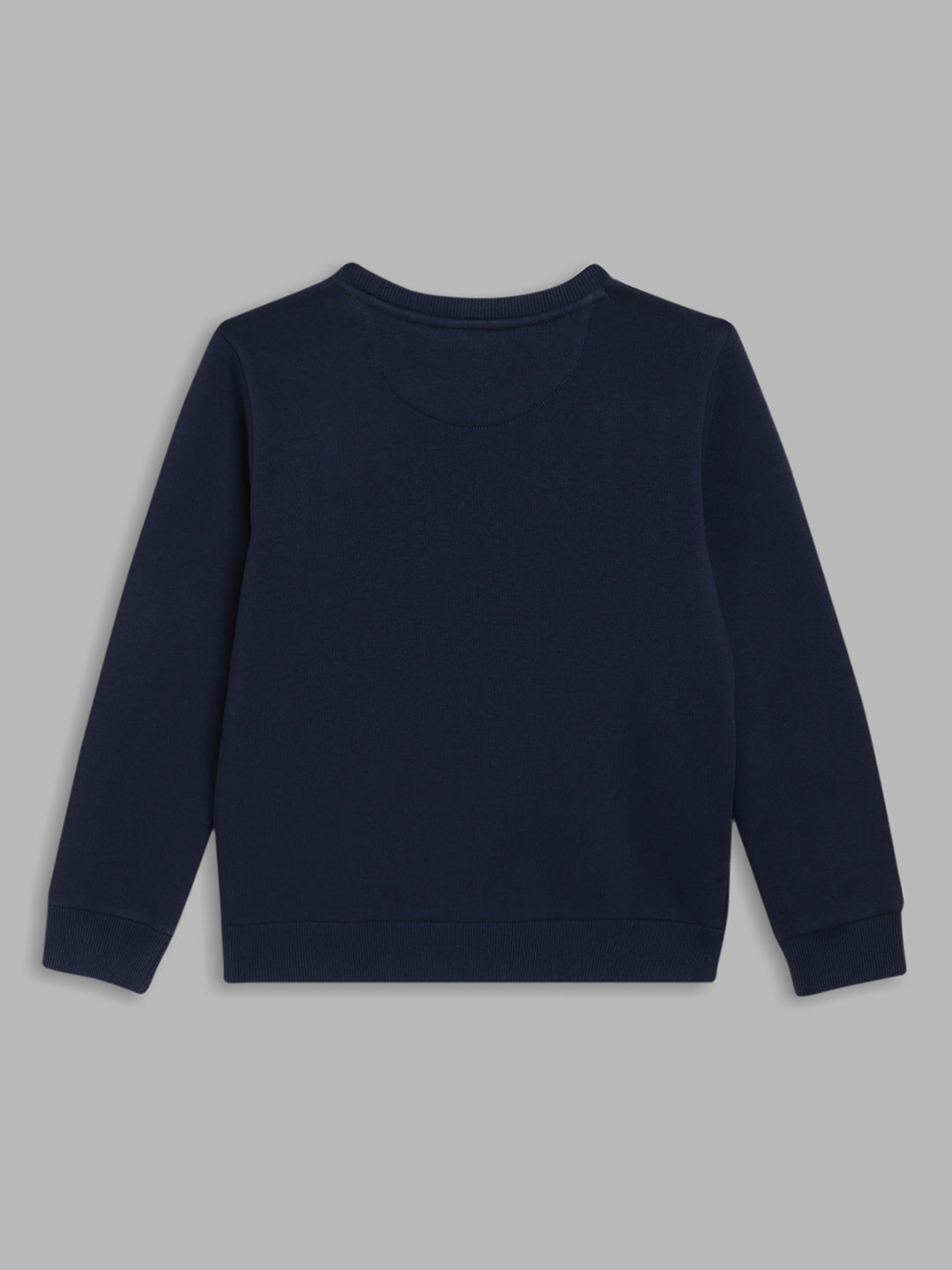 Blue Giraffe Boys Navy Blue Solid Round Neck Full Sleeves Pullover Style Sweatshirt