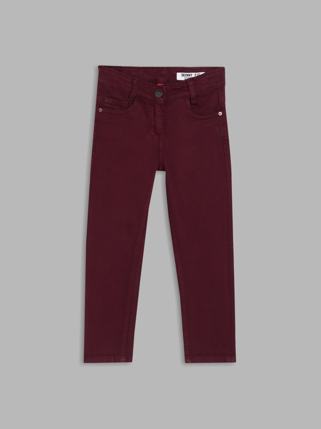 Blue Giraffe Girls Wine Solid Fitted Mid-Rise Jeans