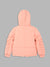 Blue Giraffe Girls Peach Solid Hooded Full Sleeves Bomber Jacket