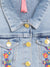 Blue Giraffe Girls Blue Embroidered Shirt Collar Full Sleeves Denim Jacket