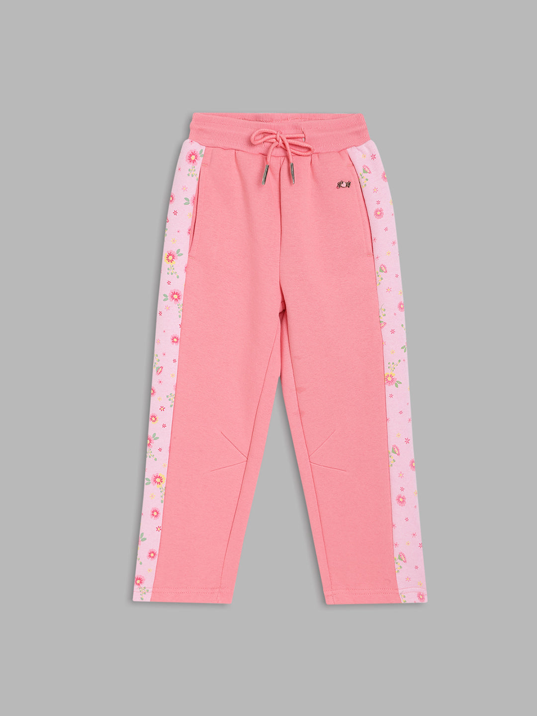 Blue Giraffe Girls Pink Solid Regular Fit Mid-Rise Trackpant