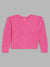 Blue Giraffe Girls Pink Self Design Round Neck Full Sleeves Pullover Style Sweater