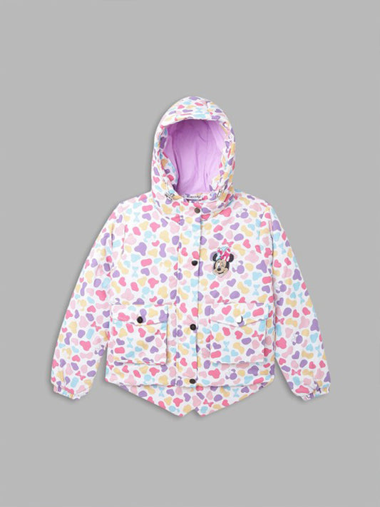 Blue Giraffe Girls Multi-Color Printed Hooded Full Sleeves Jacket