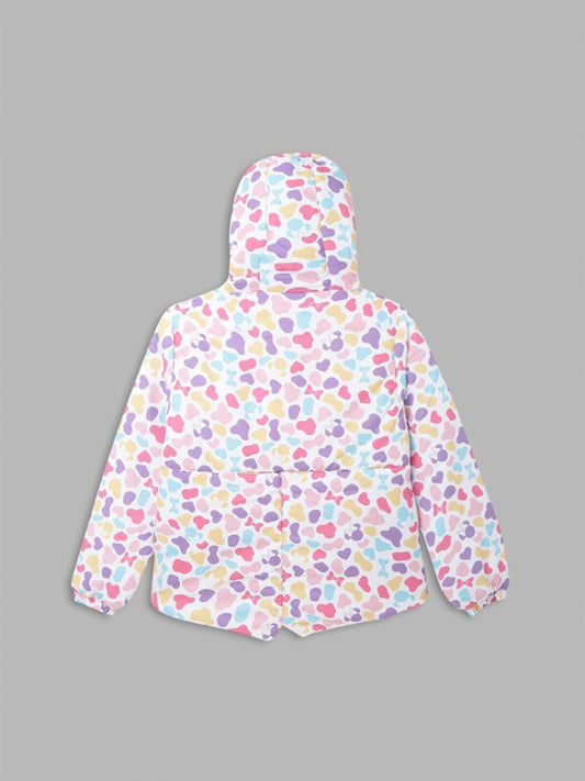 Blue Giraffe Girls Multi-Color Printed Hooded Full Sleeves Jacket