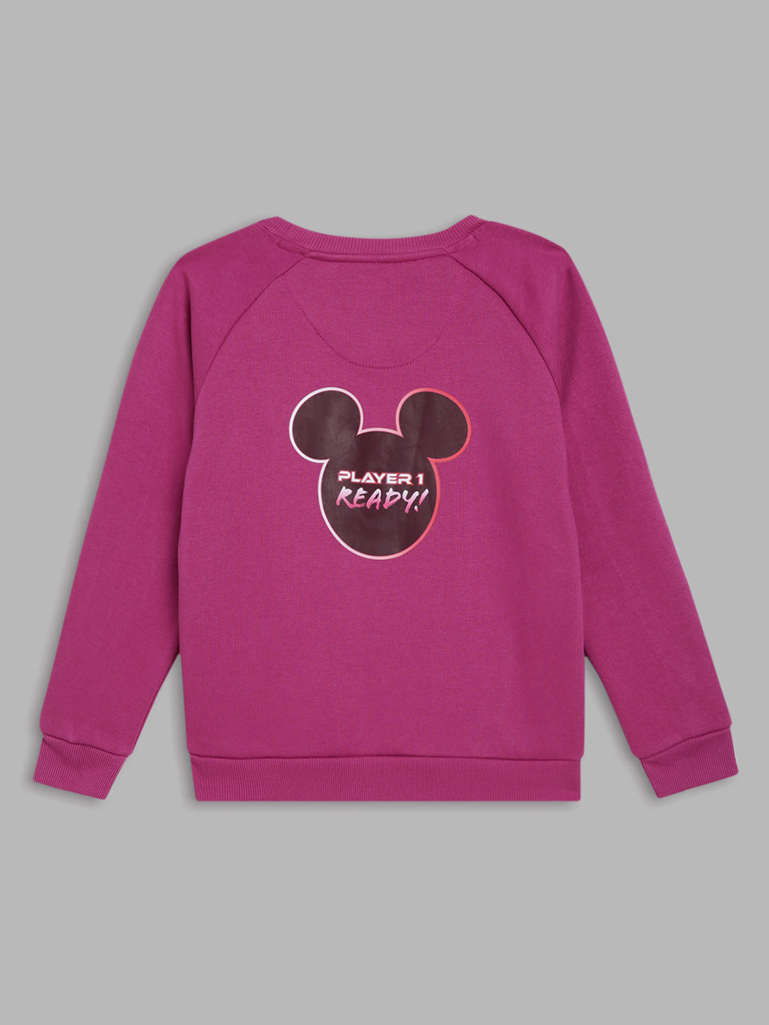 Blue Giraffe Boys Magenta Solid Round Neck Full Sleeves Pullover Style Sweatshirt