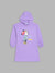 Blue Giraffe Girls Purple Printed Hooded Full Sleeves Winter Dress