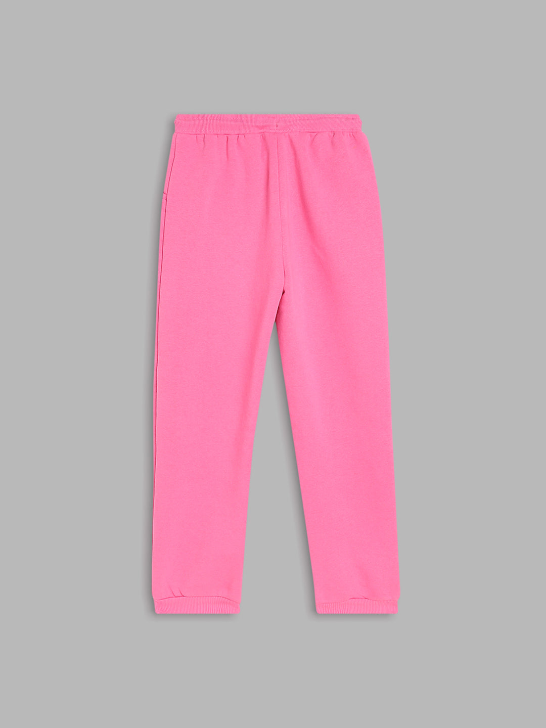 Blue Giraffe Girls Pink Solid Regular Fit Mid-Rise Trackpant