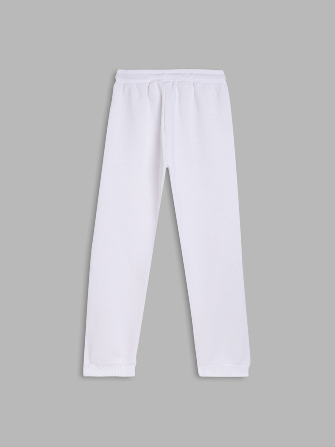 Blue Giraffe Girls White Solid Regular Fit Mid-Rise Joggers Style Trackpant