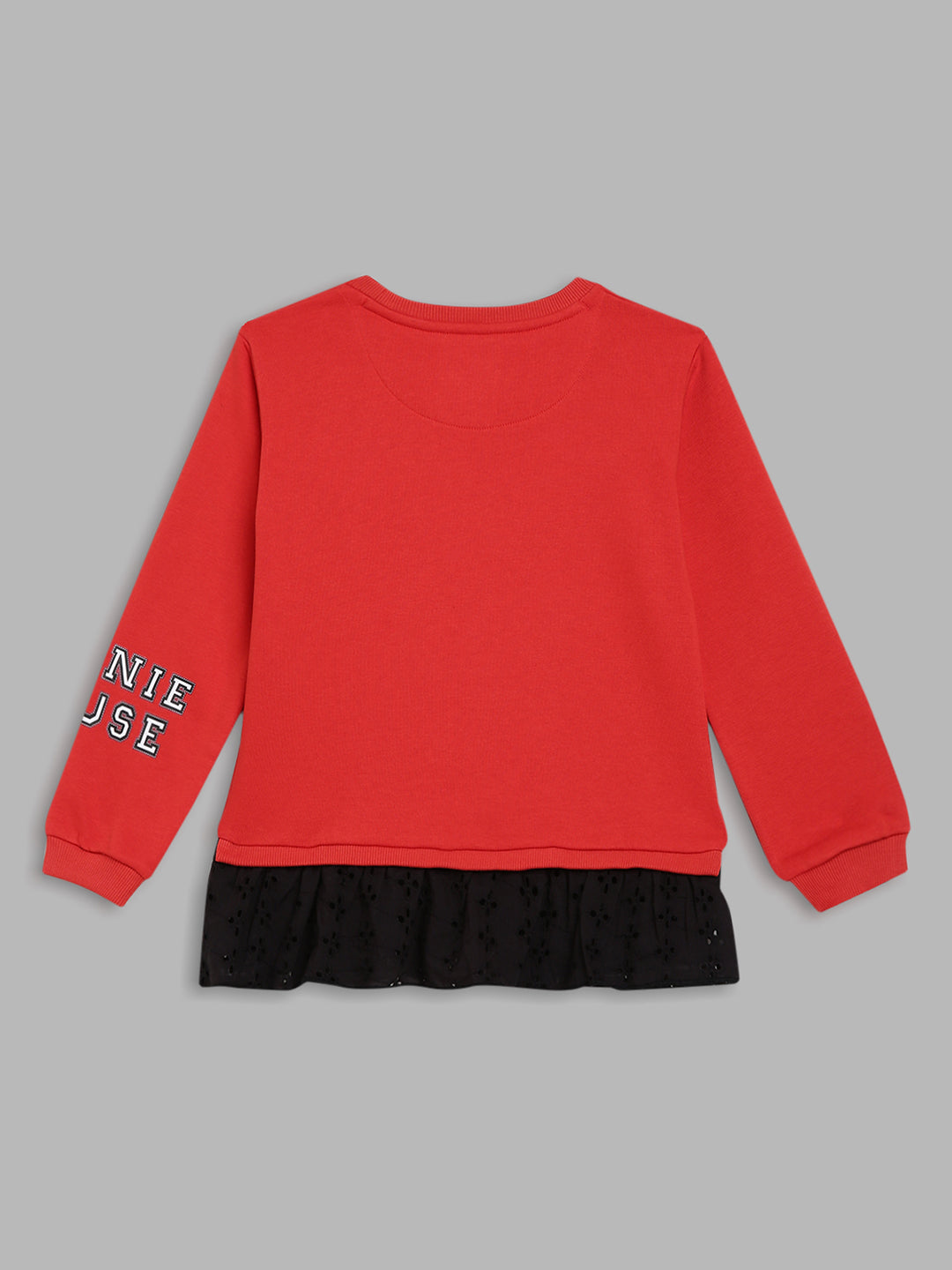 Blue Giraffe Girls Red Printed Round Neck Full Sleeves Pullover Style Sweatshirt