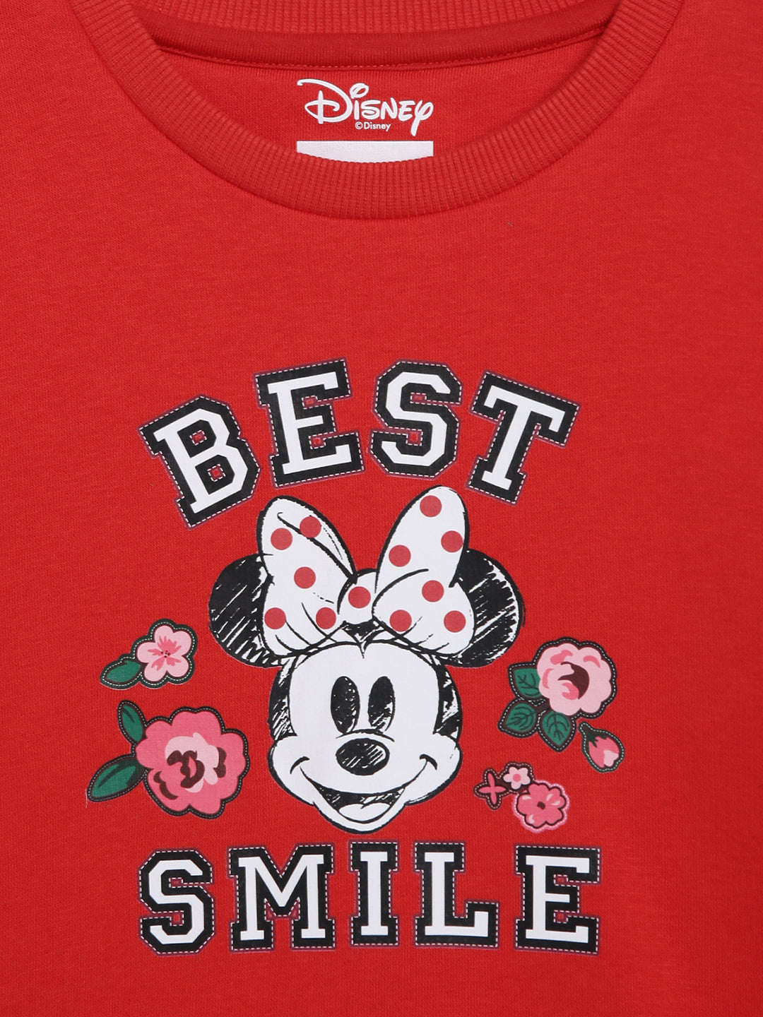 Blue Giraffe Girls Red Printed Round Neck Full Sleeves Pullover Style Sweatshirt