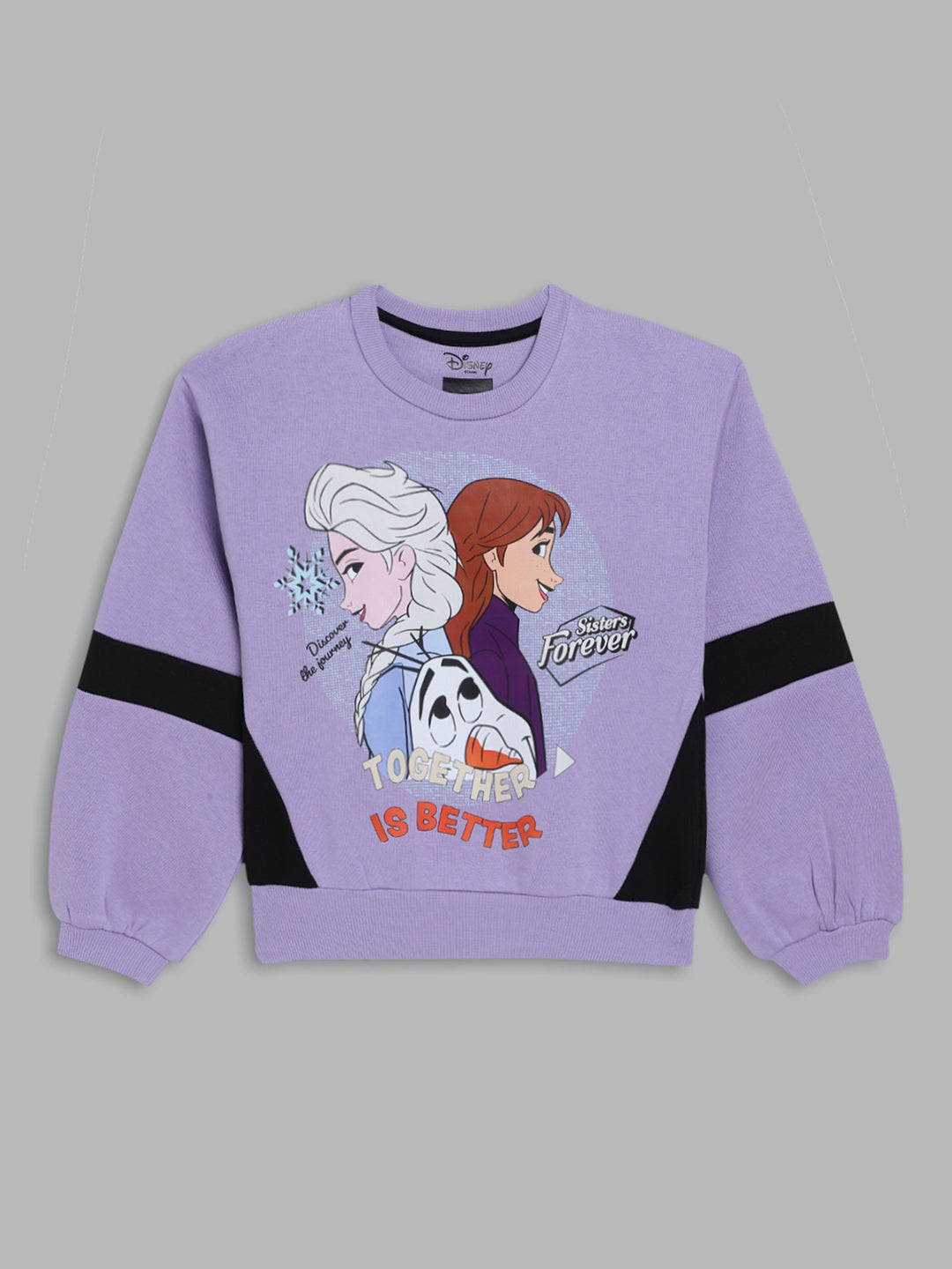 Blue Giraffe Girls Purple Printed Round Neck Full Sleeves Pullover Style Sweatshirt