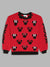 Blue Giraffe Girls Red Self Design Round Neck Full Sleeves Pullover Style Sweater