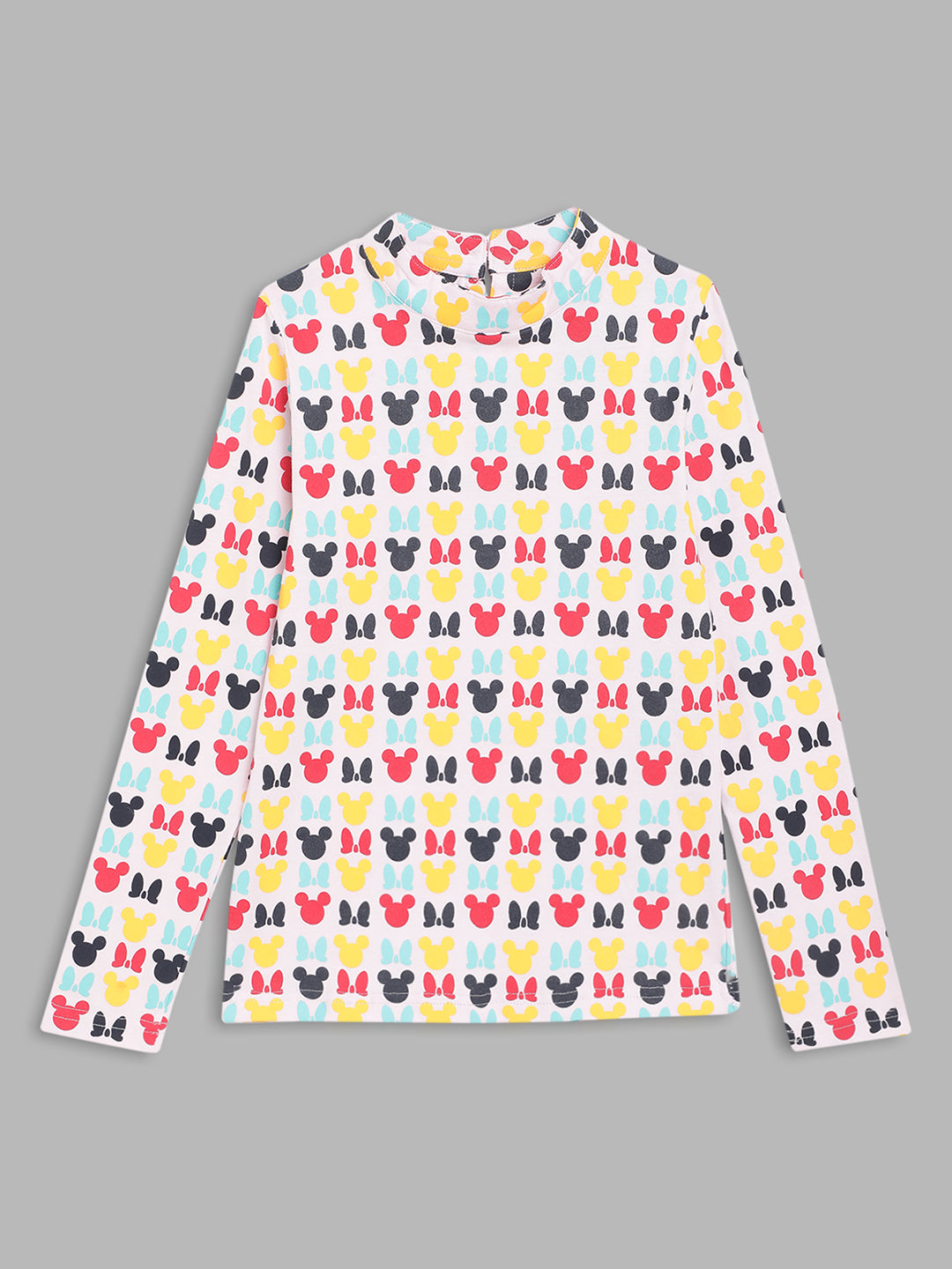 Blue Giraffe Girls Multicolor Printed Mock Collar Full Sleeves Top