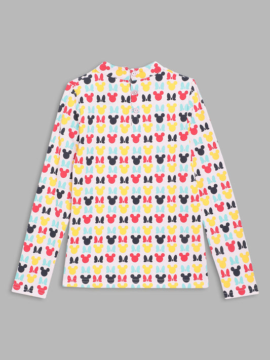 Blue Giraffe Girls Multicolor Printed Mock Collar Full Sleeves Top