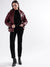 Elle Women Maroon Solid Hooded Full Sleeves Quilted Jacket