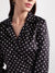 Elle Women Black Printed Collar Neck Full Sleeves Top