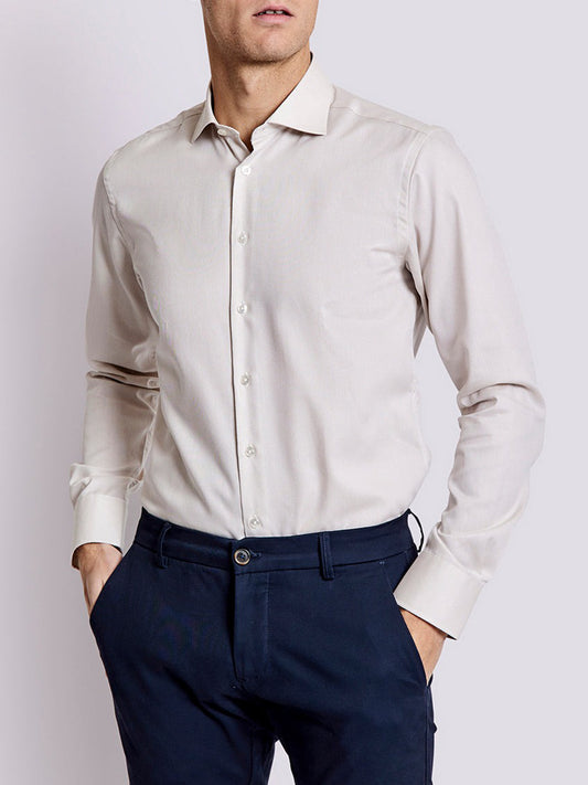 Bruun & Stengade Men Beige Solid Collar Shirt