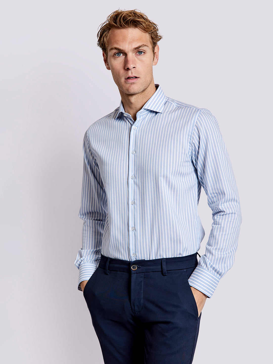 Bruun & Stengade Men Multi Striped Collar Shirt