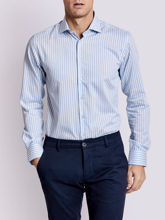 Bruun & Stengade Men Multi Striped Collar Shirt