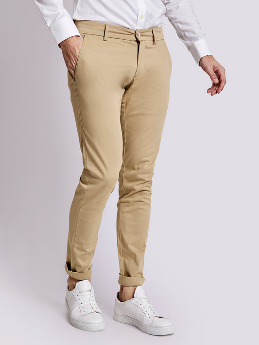 Bruun & Stengade Men Beige Solid Slim Fit Trouser